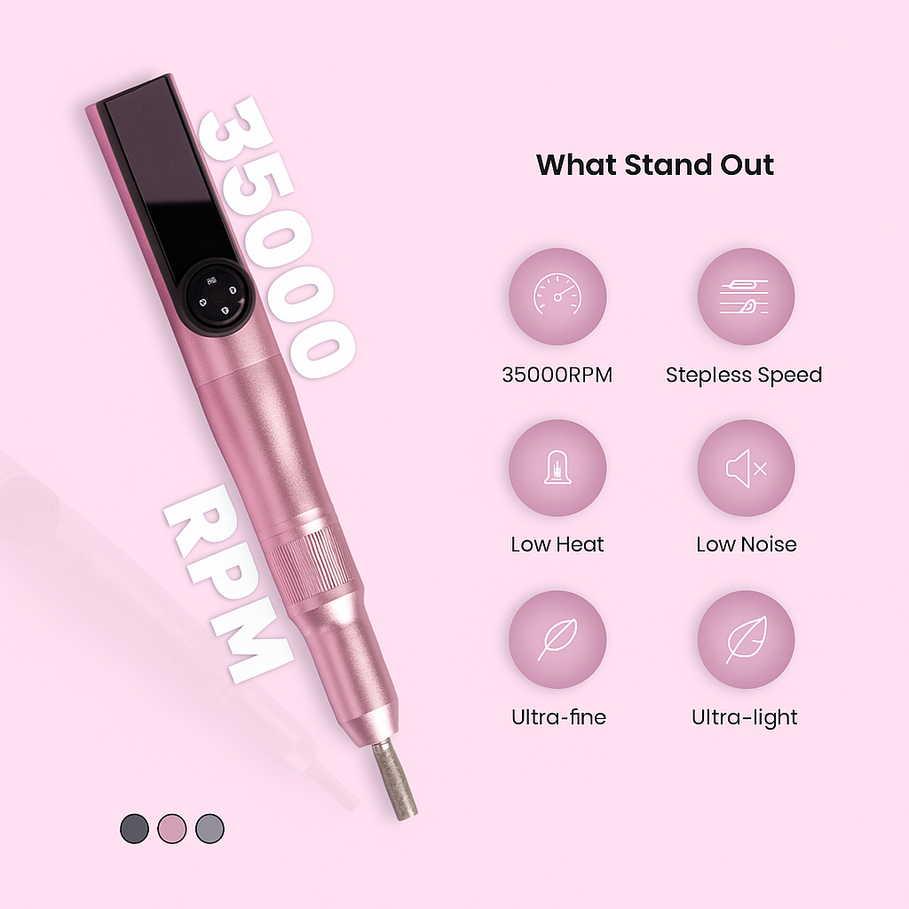 2-in-1 Electric Nail Drill & UV Lamp – 35,000 RPM for Acrylic & Gel Nails