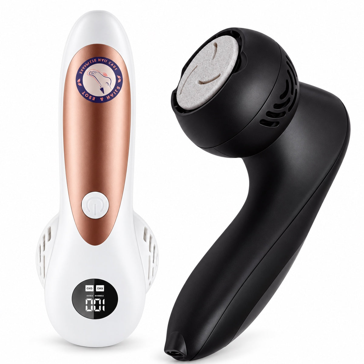 Electric callus remover in white and black
