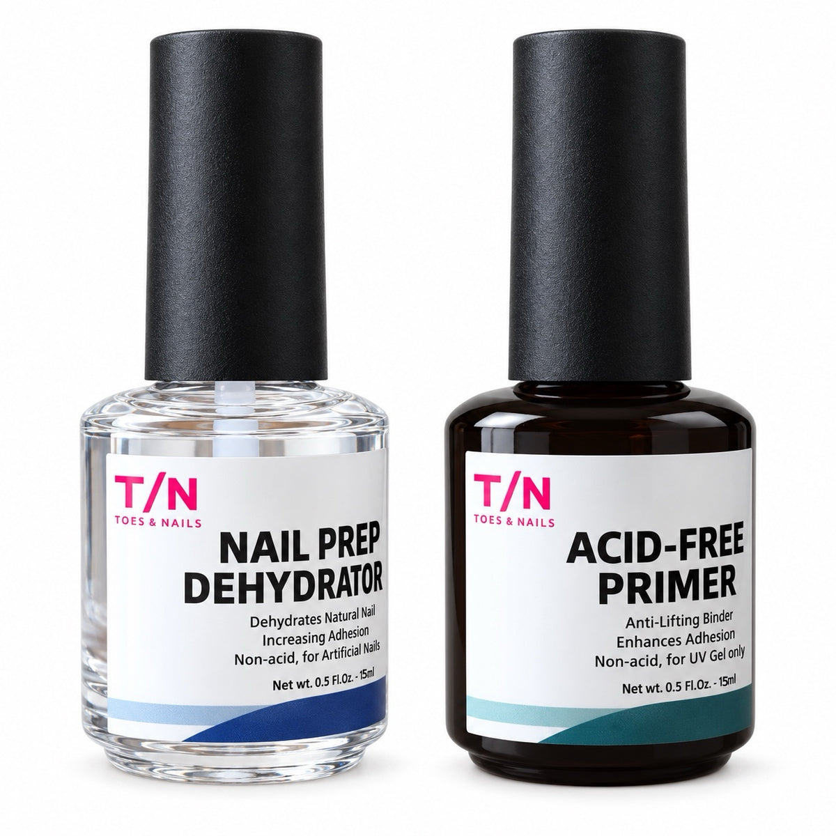 Toes & Nails nail prep dehydrator and acid-free primer bottles