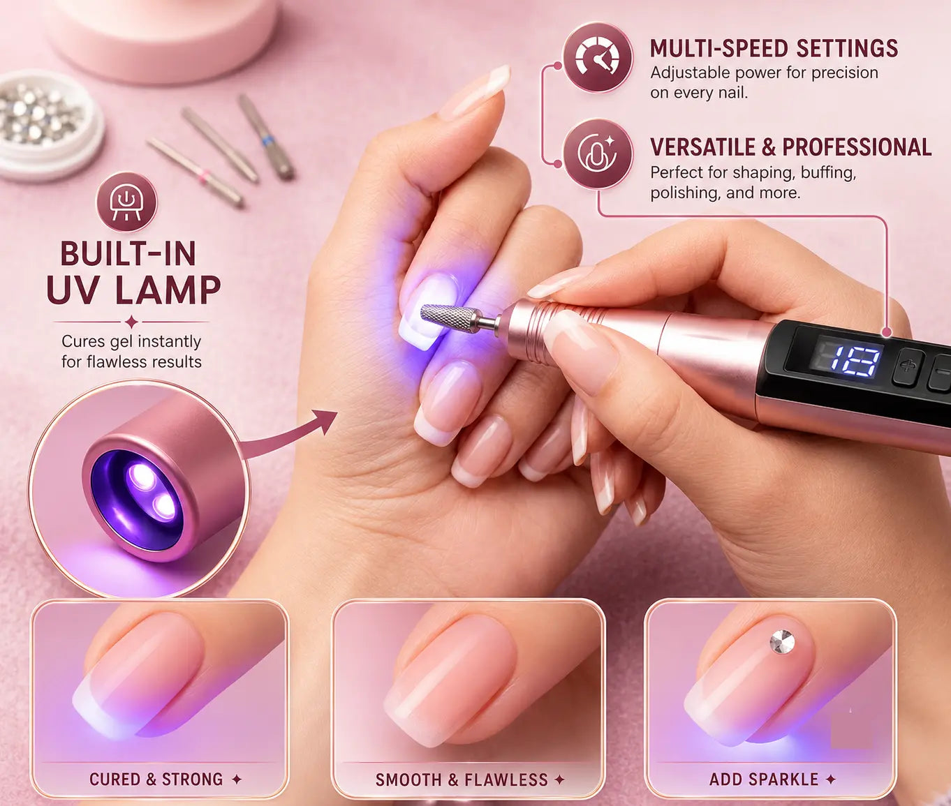 NailPro Duo 2-in-1 Electric Nail Drill & UV Lamp