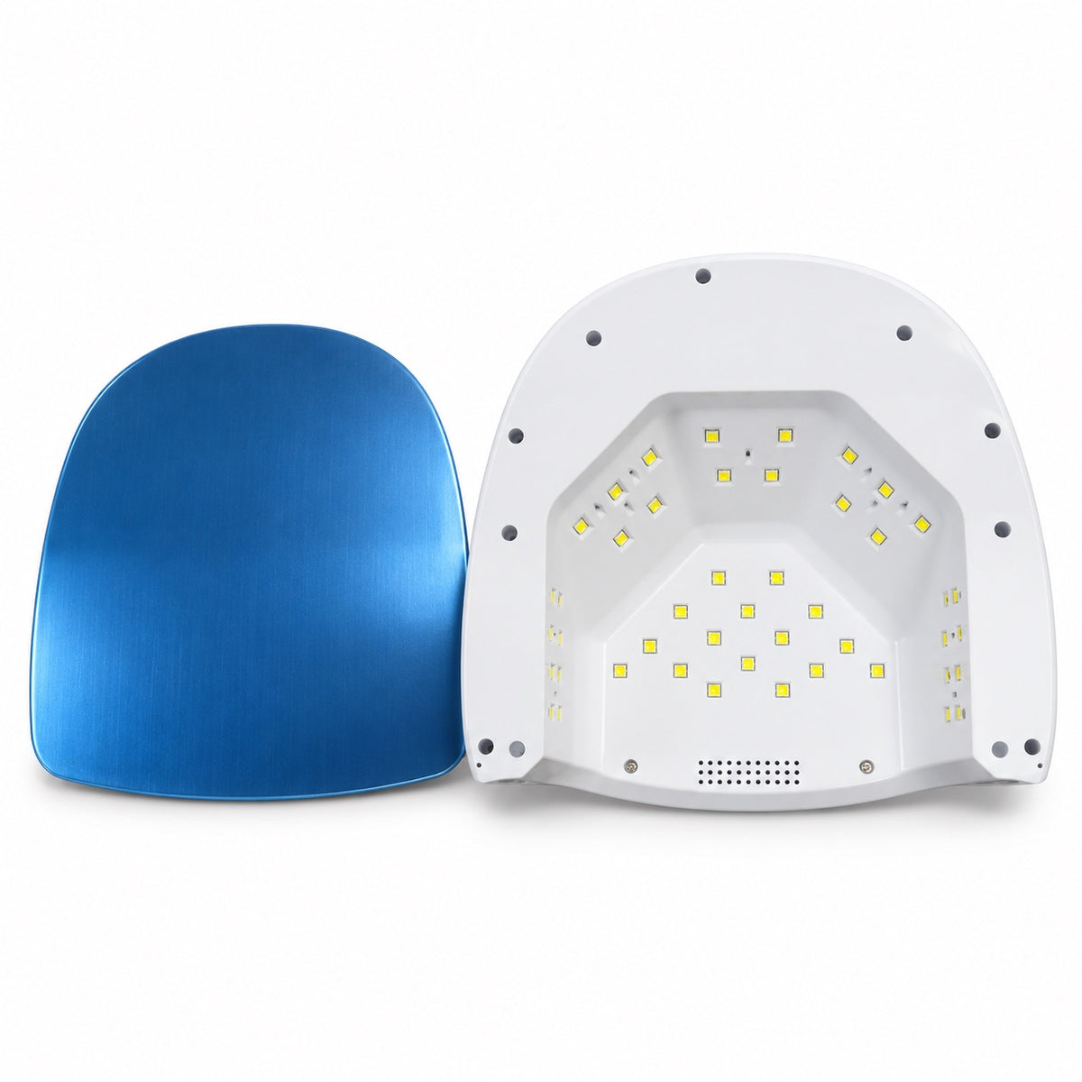 Inside the S20 nail lamp: 42 LEDs, shown with its removable base plate